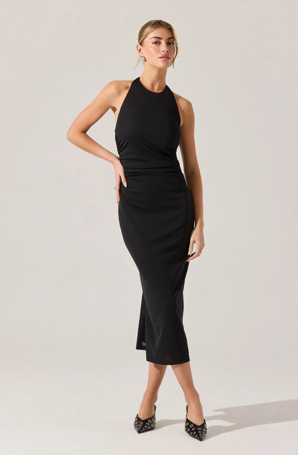 Lbruh Zaira Ruched Halter Midi Dress