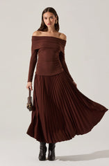 Lbruh Tanaia Pleated Mixed Media Maxi Dress
