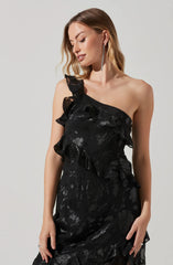 Lbruh Andrea One Shoulder Floral Maxi Dress