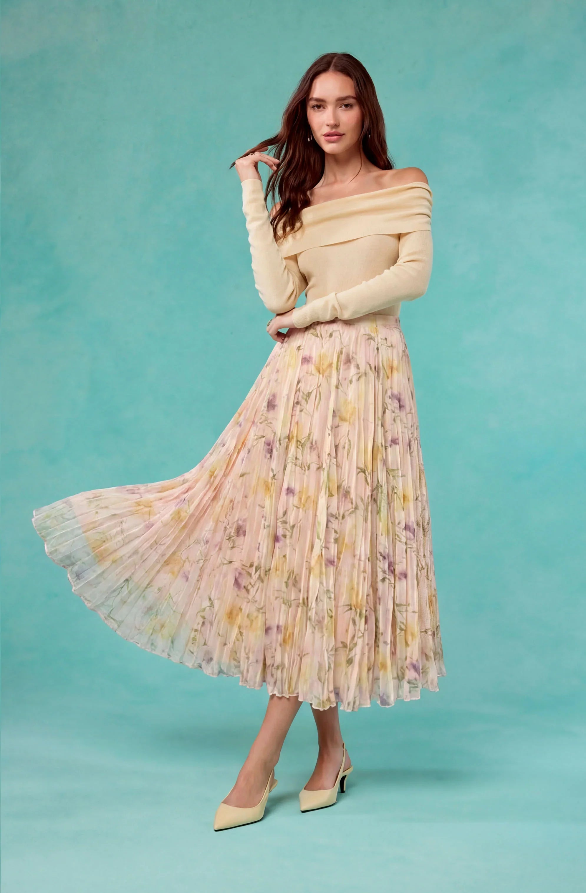 Inixyf Fiori Pleated Maxi Skirt