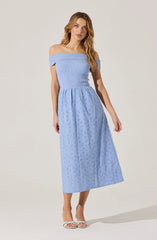 Lbruh Off Shoulder Eyelet Midi Dress