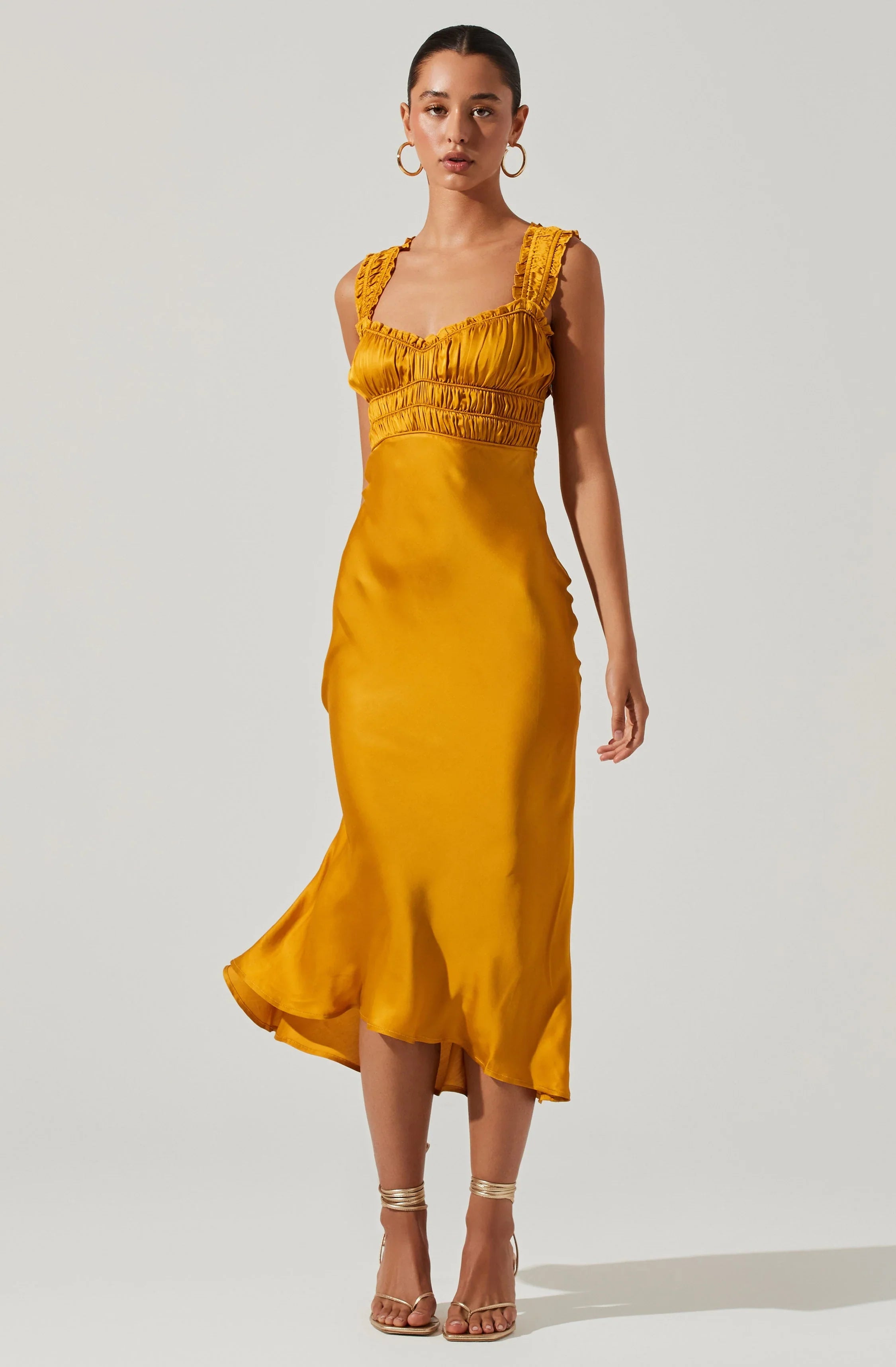 Lbruh Enola Satin Smocked Midi Dress