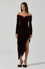 Lbruh Sirica Velvet Off Shoulder Dress