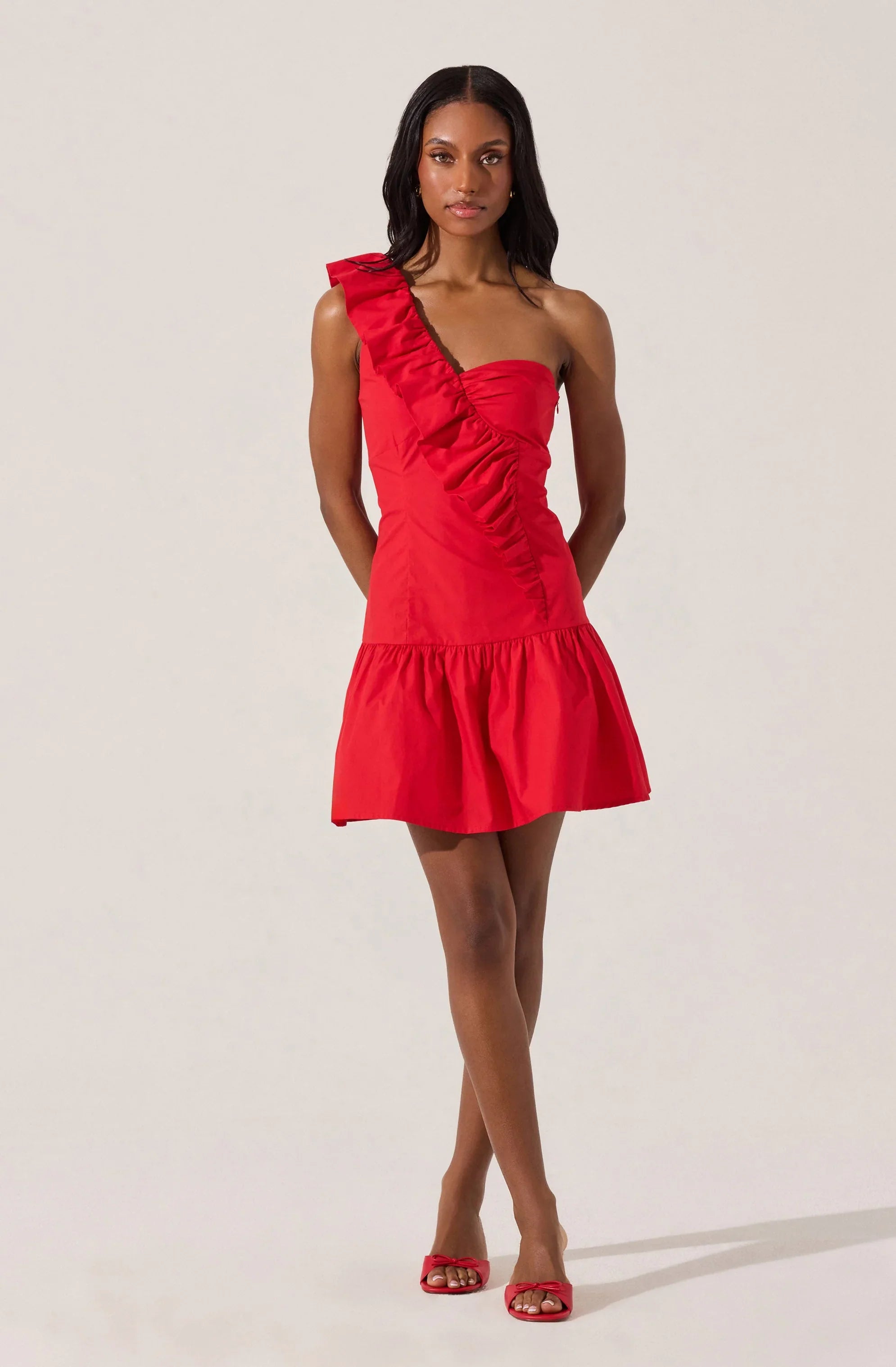 Lbruh One Shoulder Ruffle Mini Dress