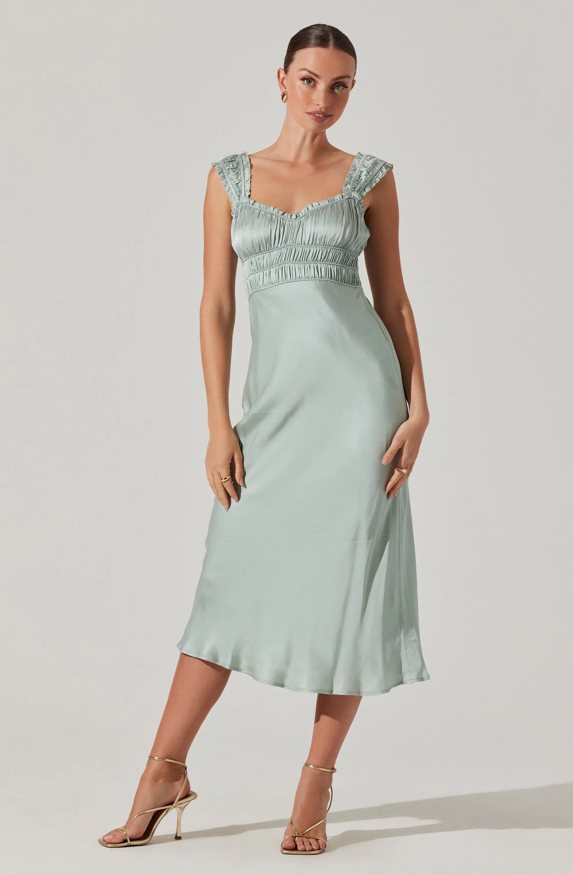 Lbruh Enola Satin Smocked Midi Dress