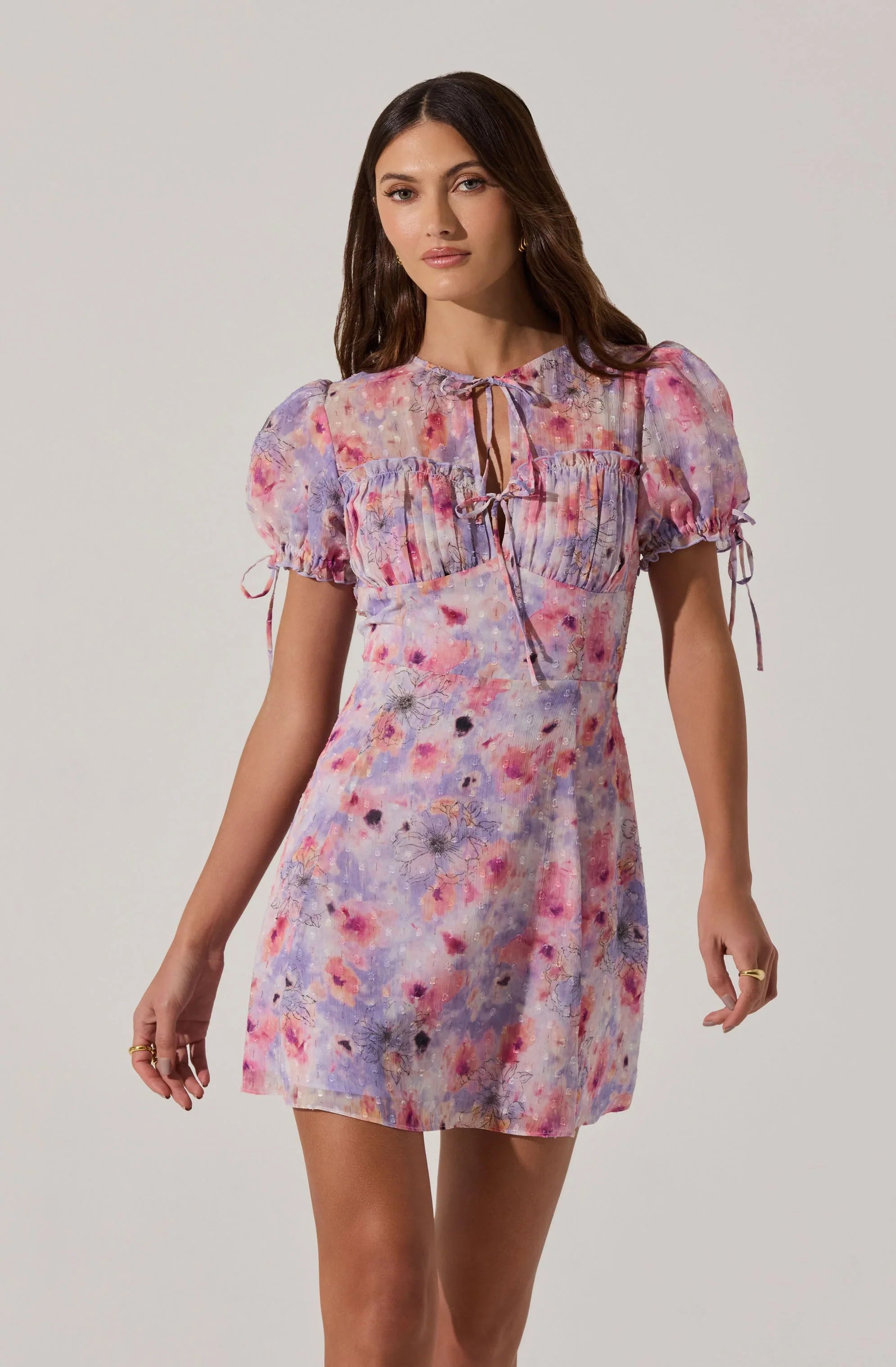 Lbruh Floral Puff Sleeve Mini Dress