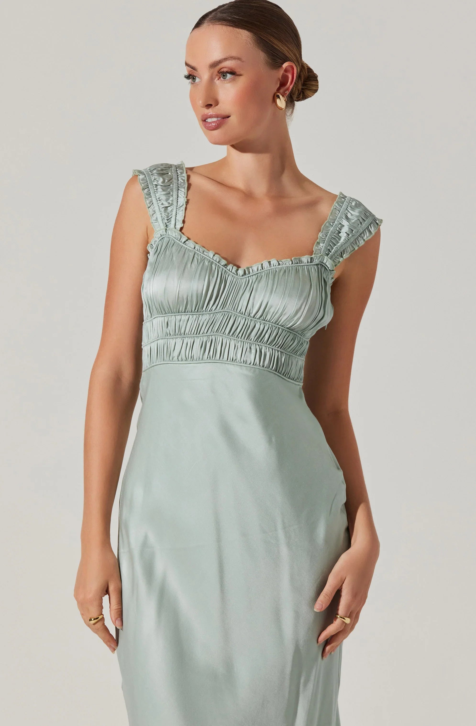 Lbruh Enola Satin Smocked Midi Dress
