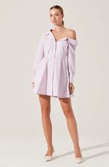 Lbruh Aveni Off Shoulder Mini Shirt Dress