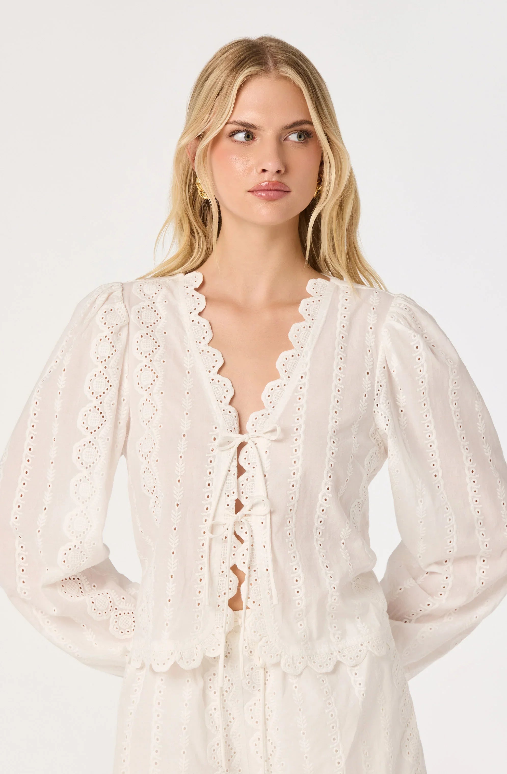 Inixyf Leah Eyelet Tie-Front Top