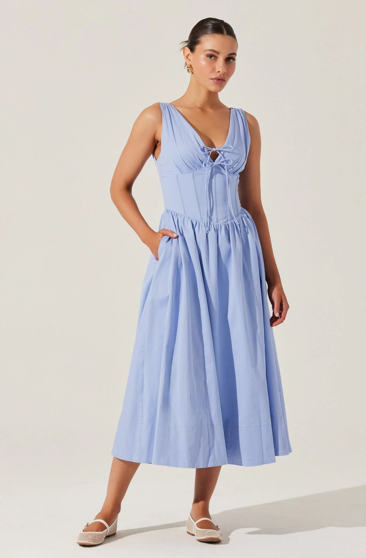 Lbruh Maili Corset Poplin Midi Dress