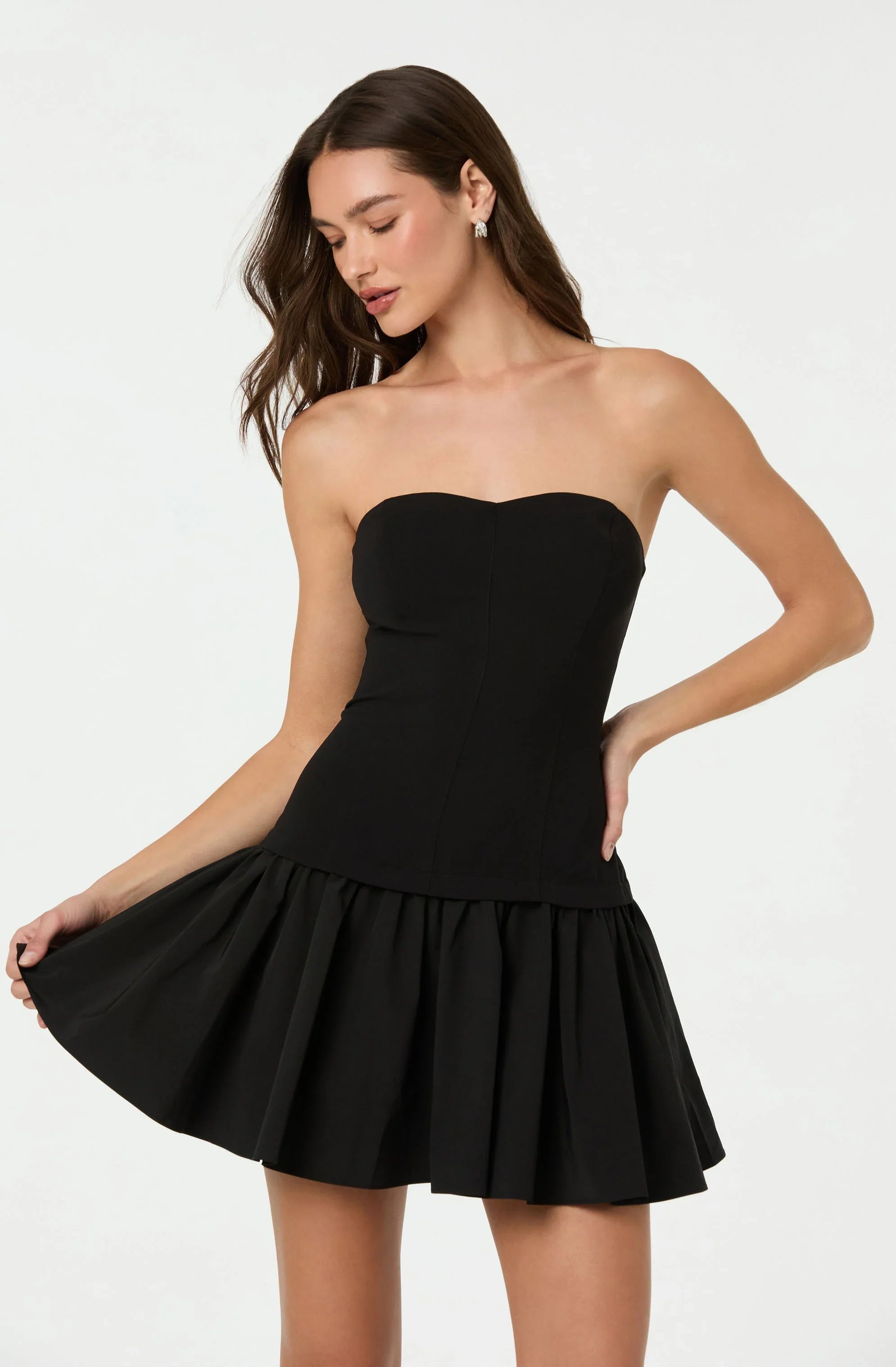 Lbruh Strapless Drop Waist Mini Dress