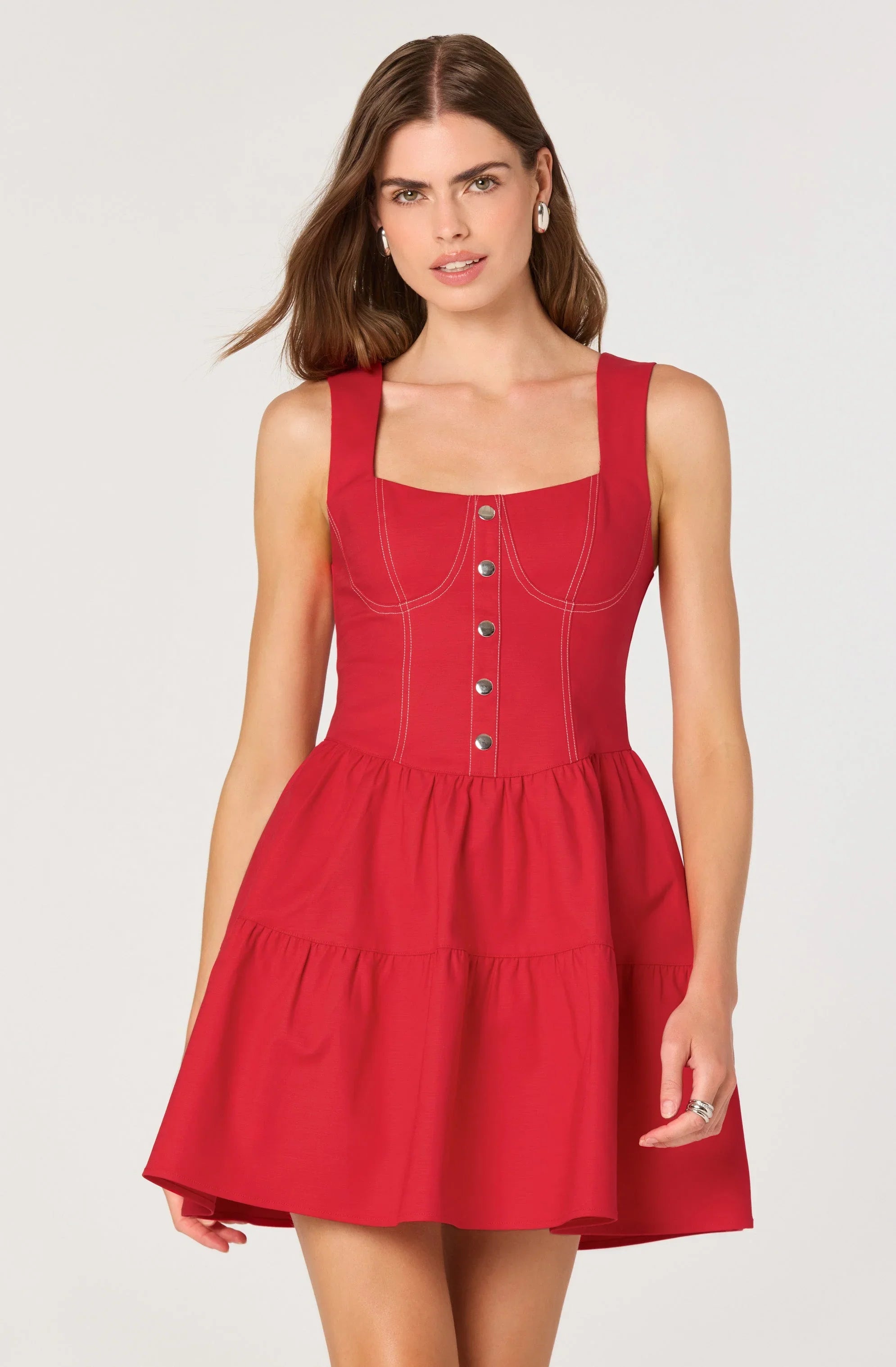 Lbruh Tiered Stitch Detail Mini Dress
