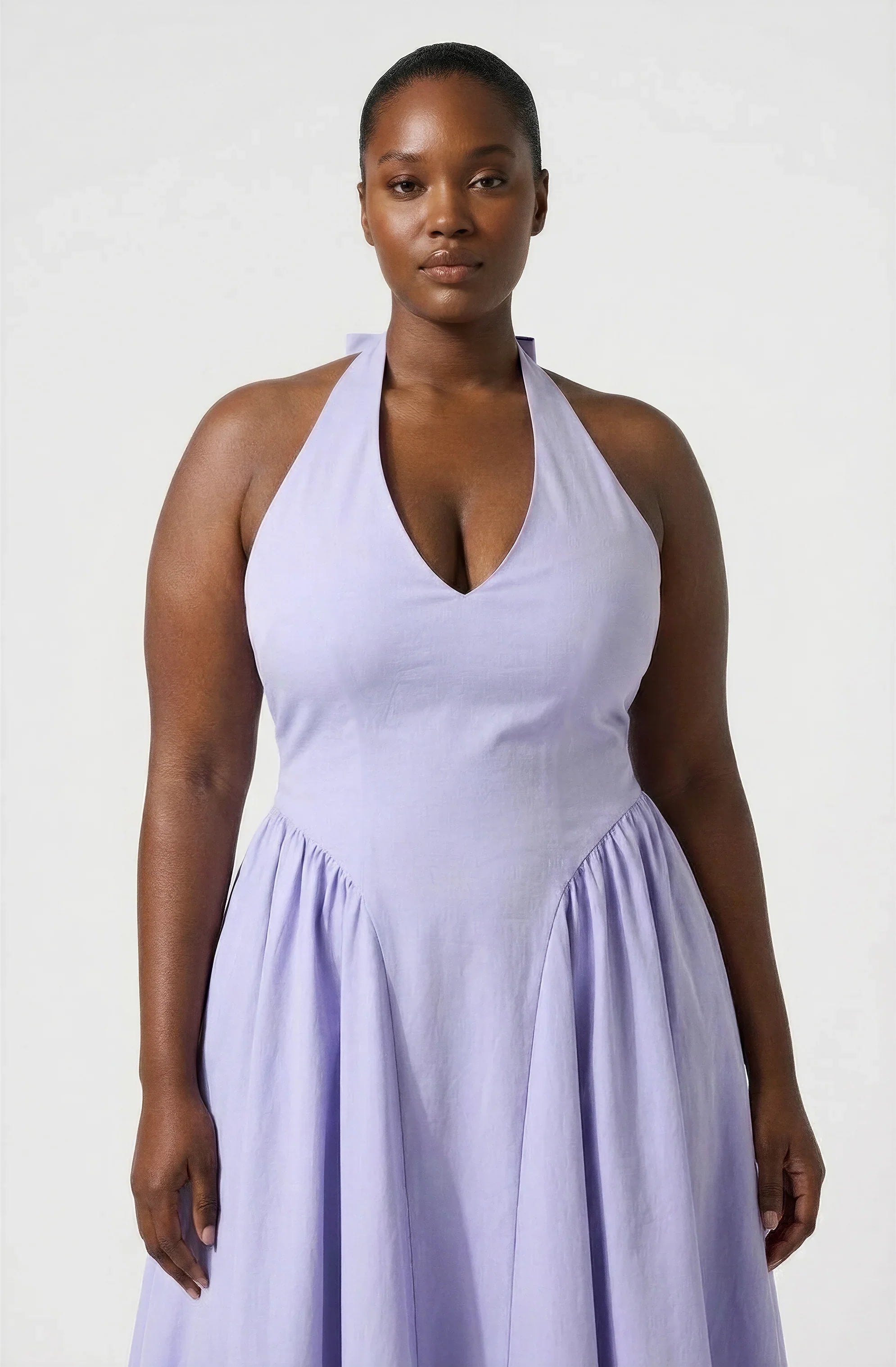 Inixyf Meana Halter Plunge Drop-Waist Midi Dress