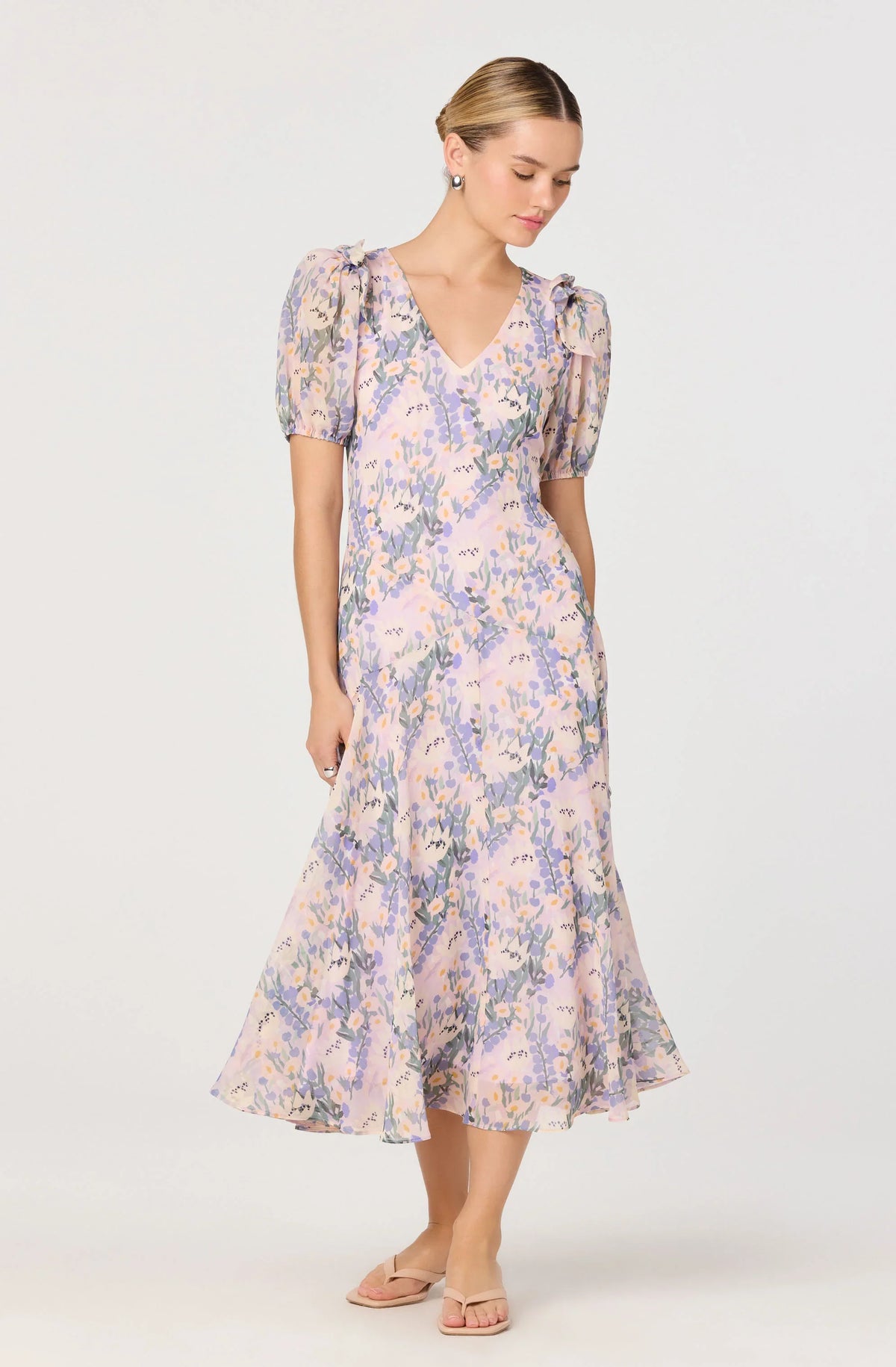 Lbruh Jessenia Floral Puff Sleeve Midi Dress