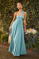Inixyf Rasya One-Shoulder Pleated Maxi Dress