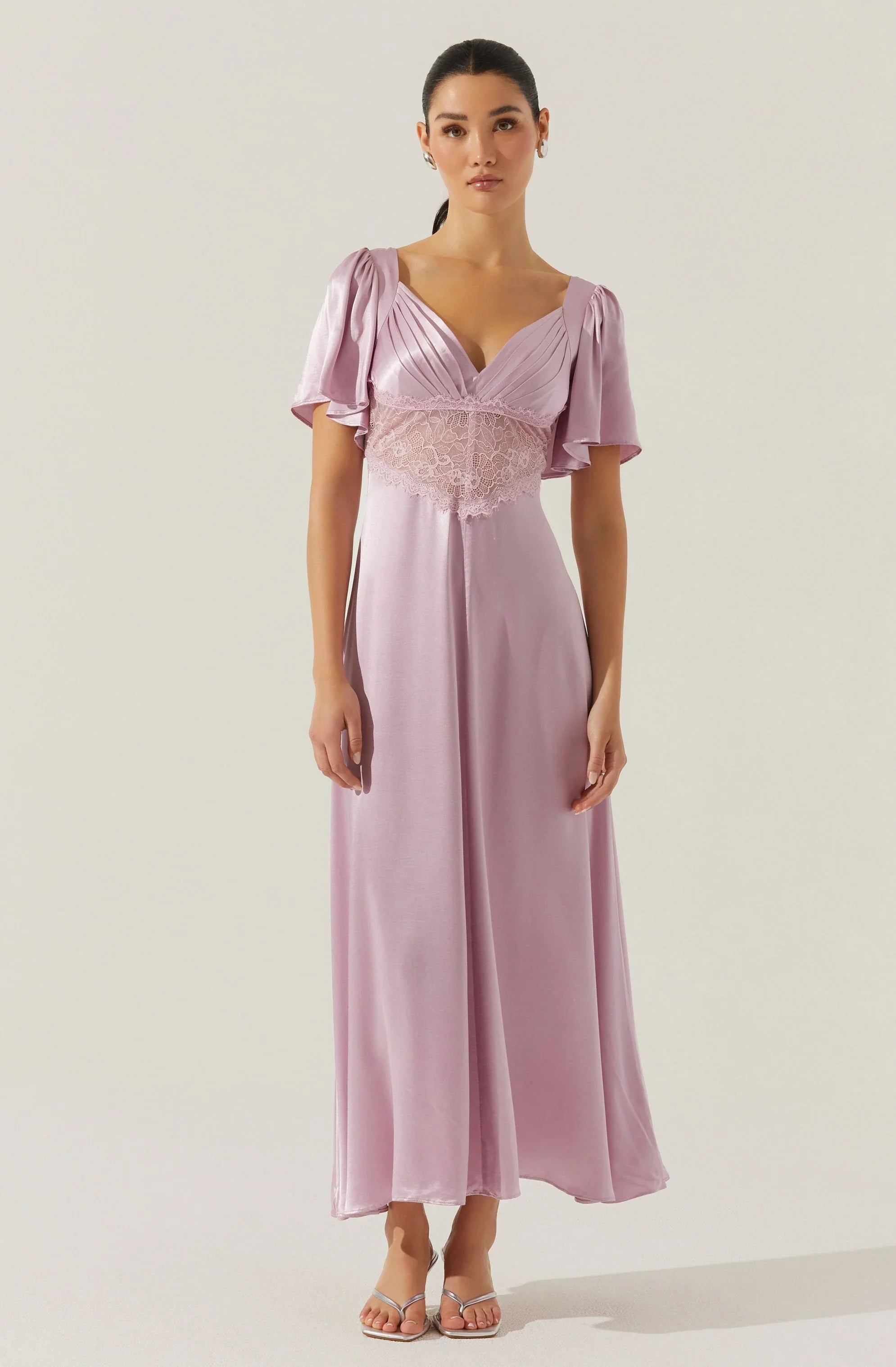 Lbruh Aurelia Satin V-Neck Midi Dress