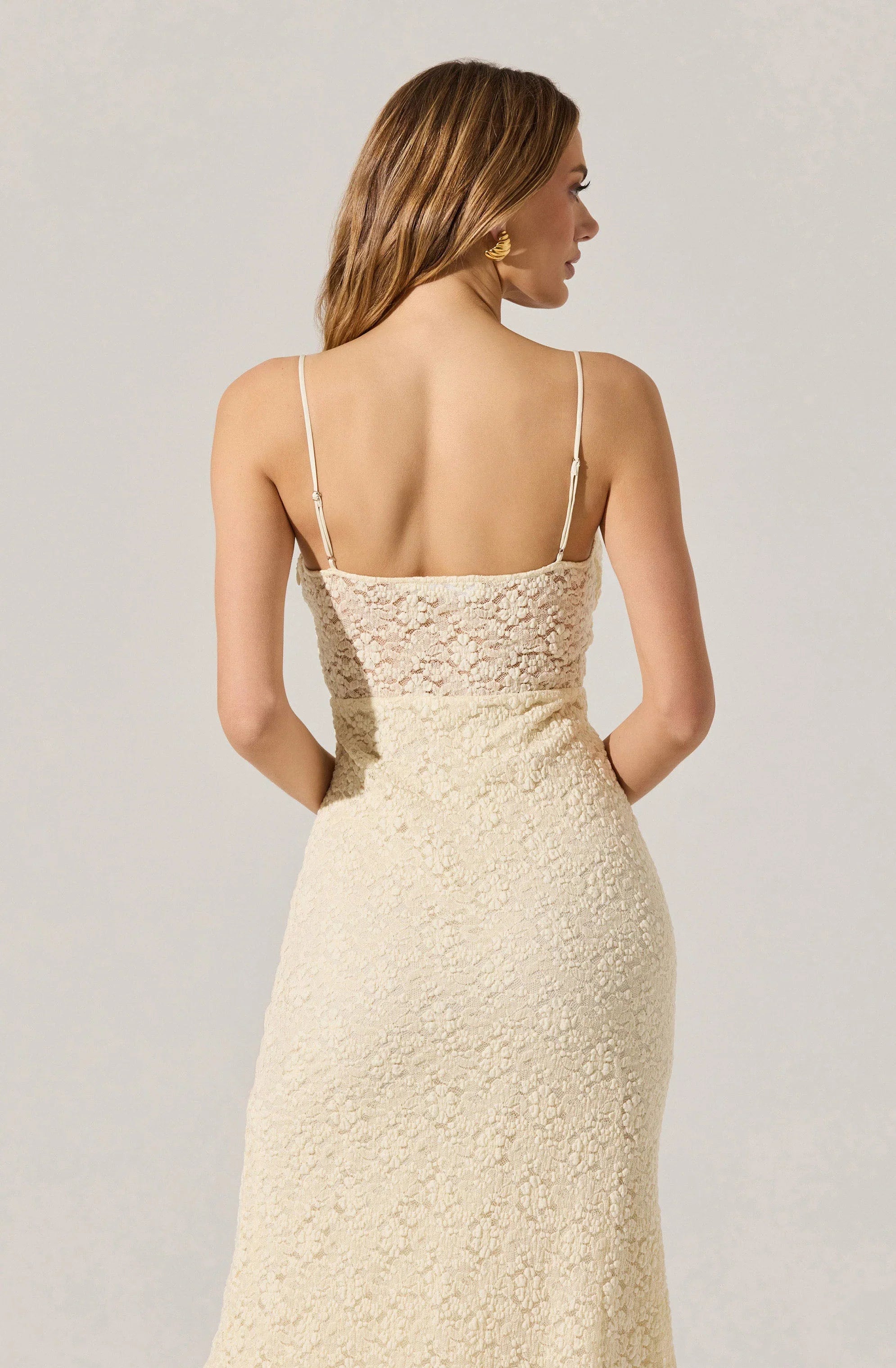 Lbruh Floral Lace Knit Midi Dress