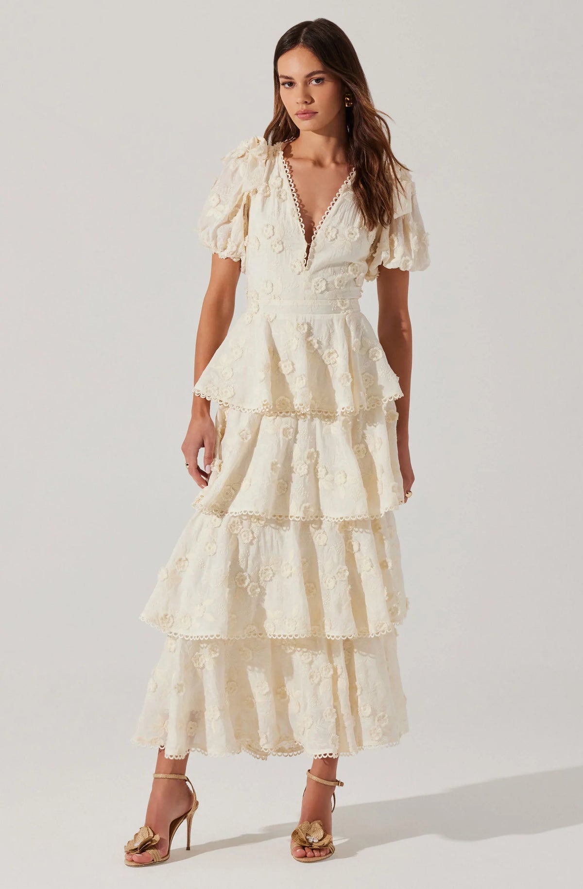 Lbruh Arianell Embroidered Floral Tiered Dress