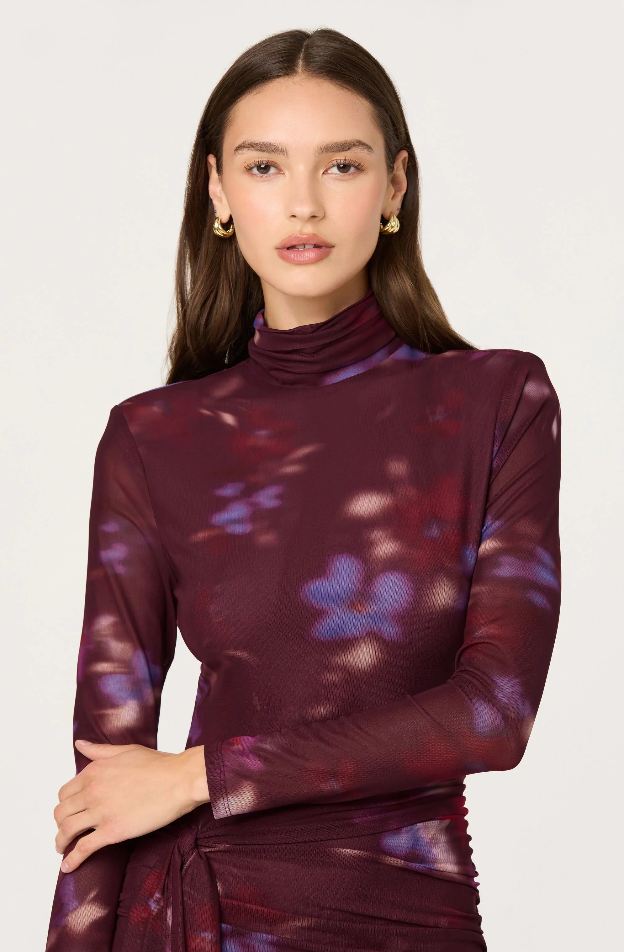 Lbruh Aubriella Floral Mesh Midi Dress