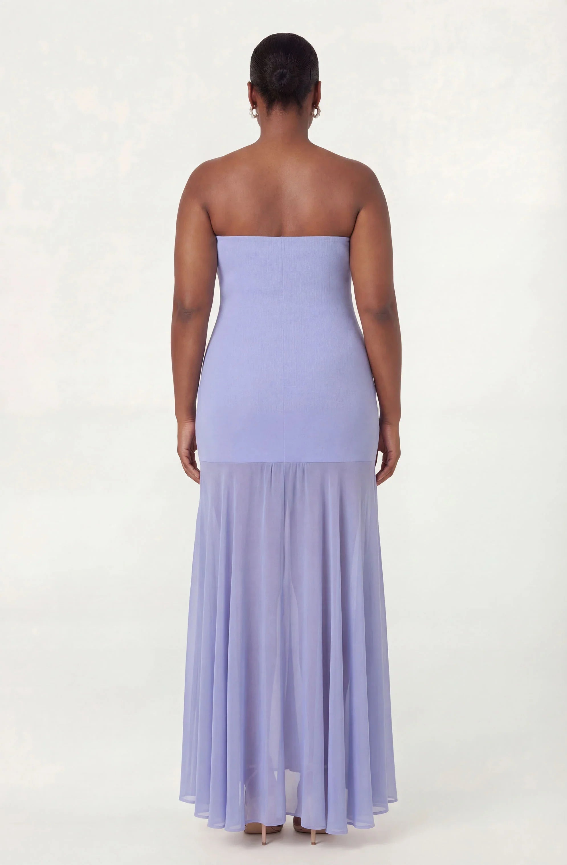 Inixyf Lizet Strapless Mini Dress with Sheer Maxi Overlay