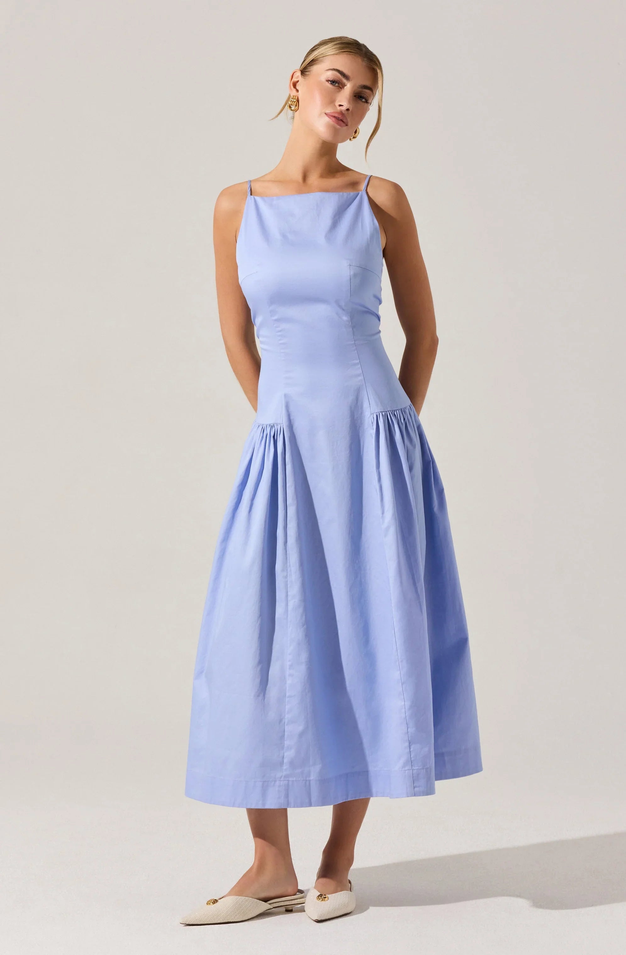 Lbruh High Square Neck Midi Dress