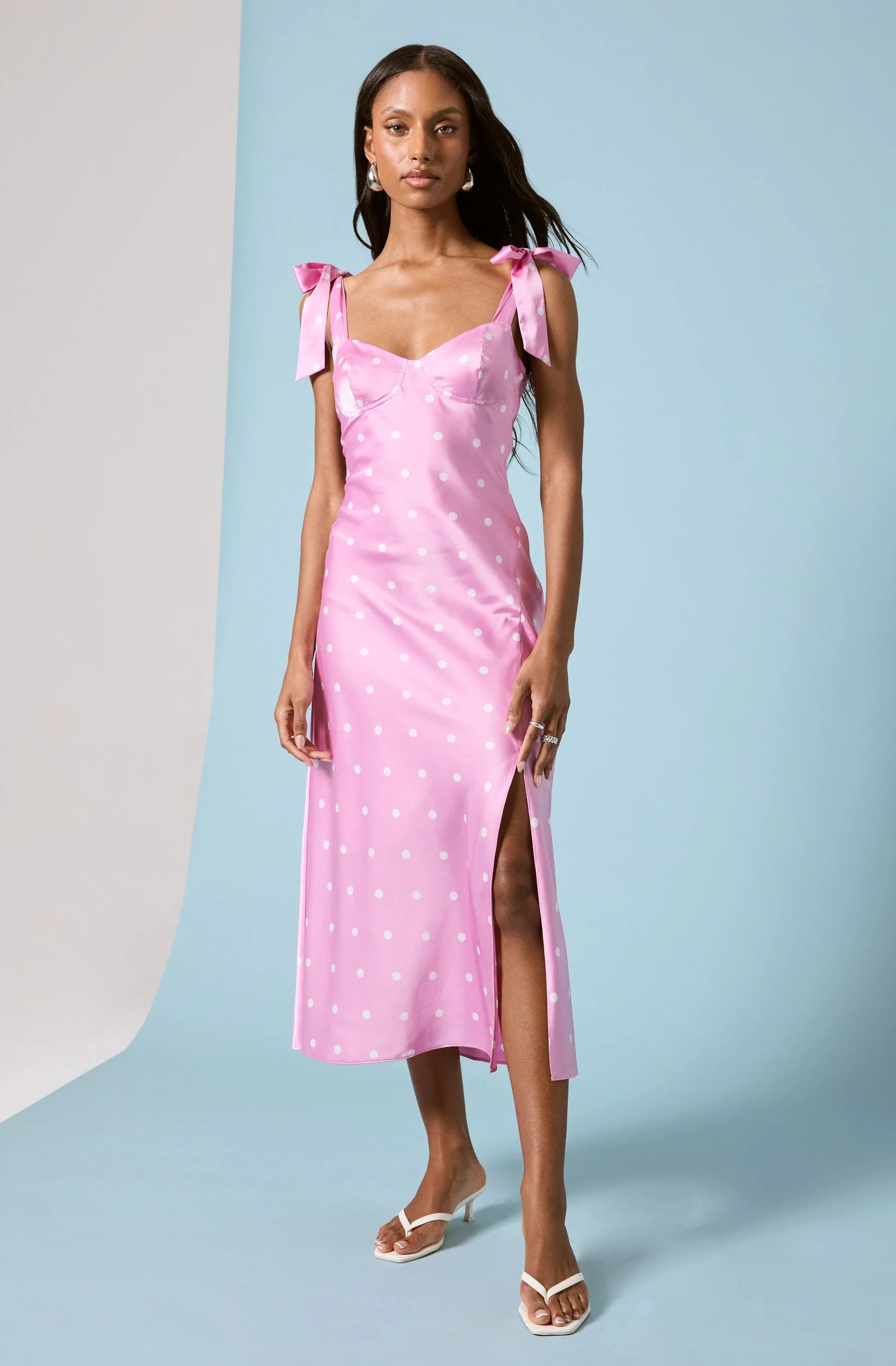Lbruh Sweetheart Bow Strap Midi Dress
