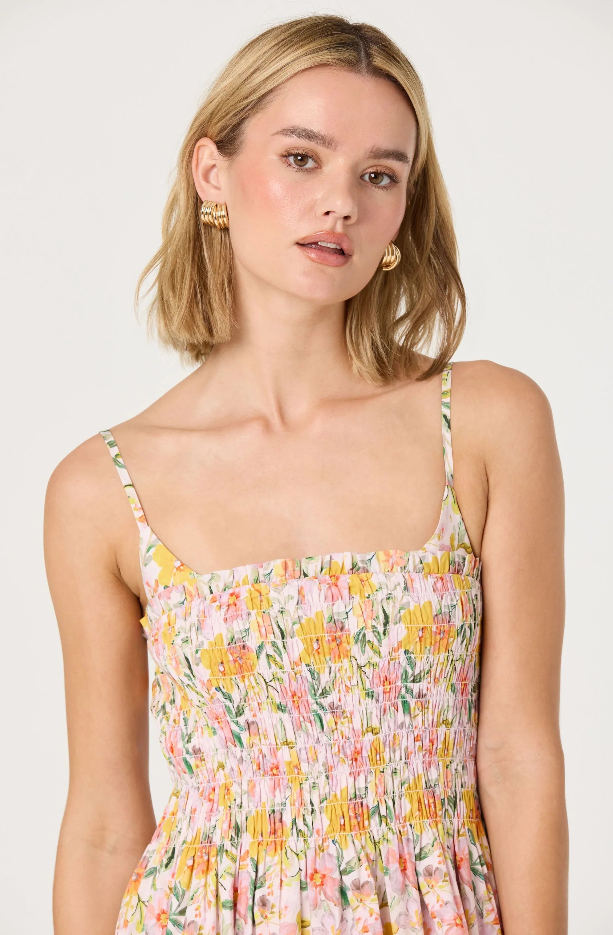 Lbruh Smocked Floral Midi Dress