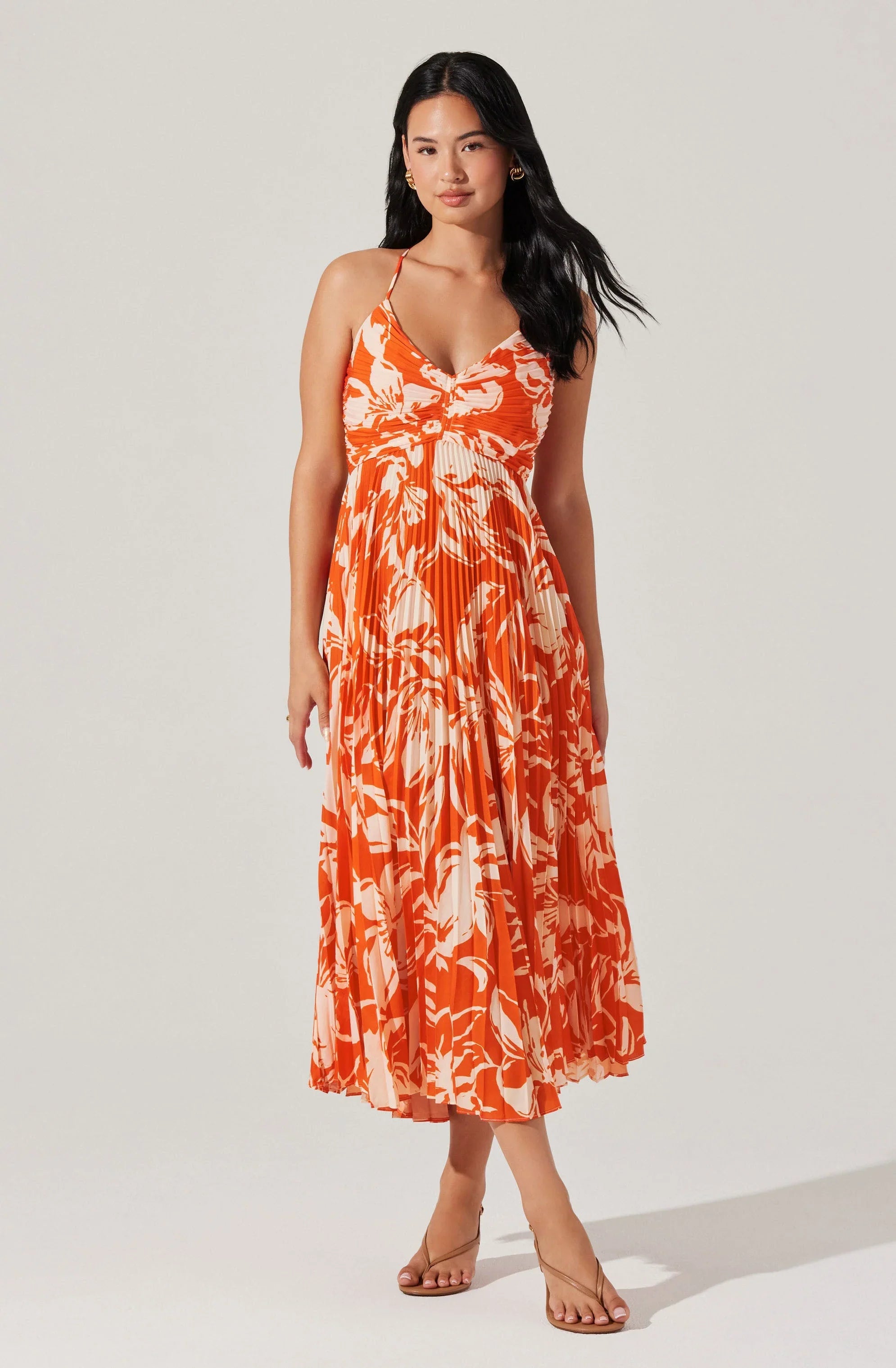 Inixyf Blythe Floral Plisse Midi Dress